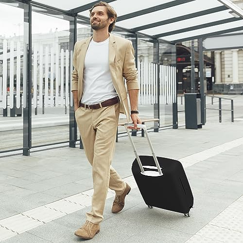3-Piece Set (20/24/28 Inch) Fabric Suitcase Cover (White Eye) - color: Black Fabric, size: 20/24/28" Suitcase Cover.