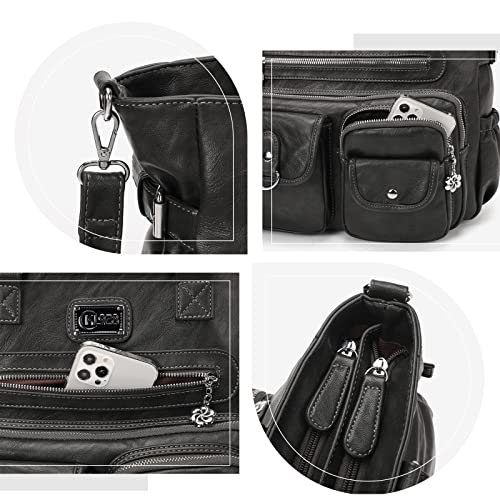 KL928 Large Purses for Women Shoulder Bag Tote Handbags Stylish Vegan Leather Hobo Bags Ladies, A-Black-4 - color: 01-charcoal Gray