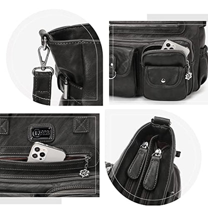 KL928 Large Purses for Women Shoulder Bag Tote Handbags Stylish Vegan Leather Hobo Bags Ladies, A-Black-4 - color: 01-charcoal Gray