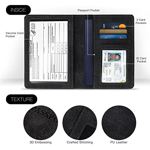 VIDIVICI 2 Pack Passport & Vaccine Card Holder - Pink&Black RFID Blocking Travel Must Have - color: Pink&Black, style: 2pack