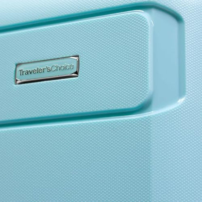 Traveler's Choice Pagosa Hardshell Expandable Luggage with Spinner Wheels, Baby Blue, 2-Piece Set (22/27) - color: Baby Blue, size: 2-Piece Set (22/27)