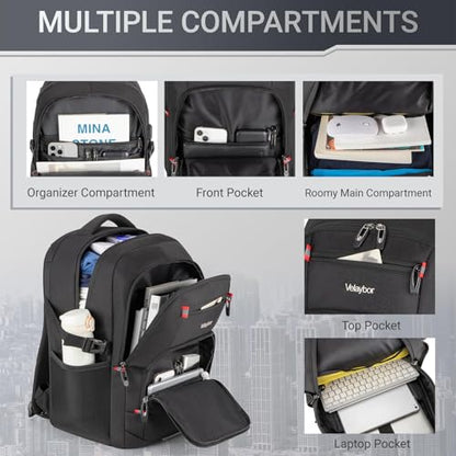 40L Expandable Laptop Travel Backpack With Anti-Theft & Lay-Flat - color: Black, size: 15.6 inches