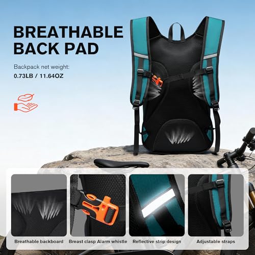 Ultra-Light Soft Hiking Daypack With Cushioned Breathable Back Panel - color: Green, size: 15L
