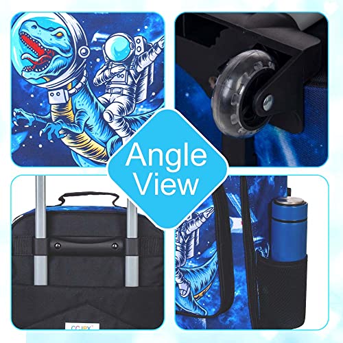 UFNDC Kids Suitcase for Boys,Dinosuar Luggage Rolling with Wheels，Travel Carry on for Children Toddler elementary - color: Astronaut Dino