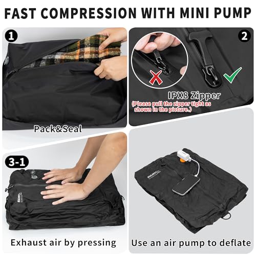 EULANT Travel Vacuum Bags,IPX8 Waterproof Vacuum Compression Bag - color: Black, size: 2 Pack