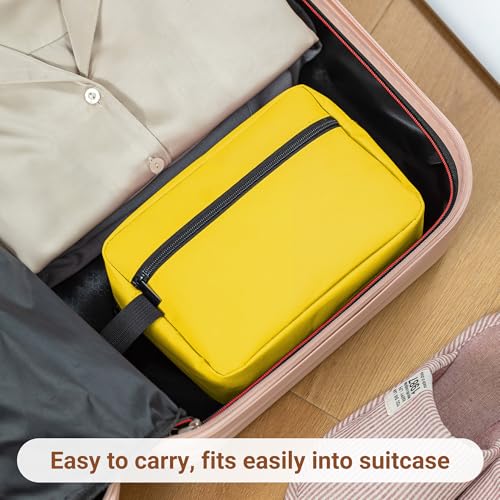 Elviros Unisex Toiletry Bag, Lightweight Travel Dopp Kit, Bright Yellow - color: Bright Yellow, size: Small