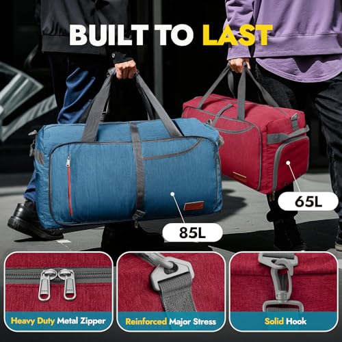 Canway 65L Travel Duffel Bag, Foldable Weekender Bag with Shoes Compartment for Men Women Water-proof & Tear Resistant - color: Beetles Red, size: 65L