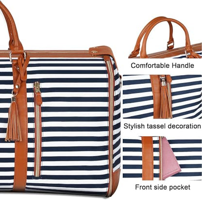 Ytonet Large Convertible Garment Bags for Travel, Waterproof Carry On Bag - color: Royal Blue Stripe, style: Tote