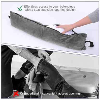 Stuffable Travel Pillow Stuffable Neck Pillow for Traveling Fillable Neck Pillows with Clothes Storage Fits 5+ Days of Travel Essentials Blue - color: Grey