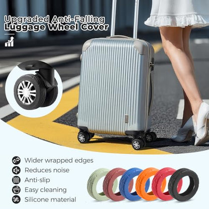 8Pcs Upgrade Luggage Wheel Covers, Travel Accessories (Black) - color: Black