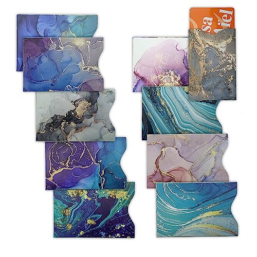 10 PCS RFID Blocking Sleeves, Credit Card Holder for Women Men Protect Cards Identity from Electronic Theft Travel Case Set (Marble Style - color: Marble Style