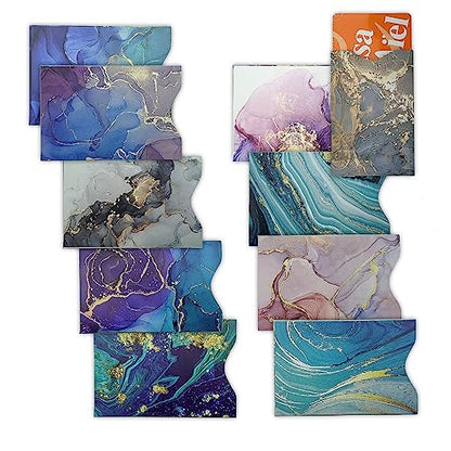 10 PCS RFID Blocking Sleeves, Credit Card Holder for Women Men Protect Cards Identity from Electronic Theft Travel Case Set (Marble Style - color: Marble Style