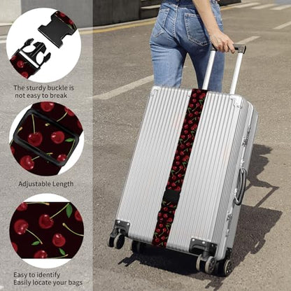 Luggage Straps for Suitcases, Heavy Duty Travel Belt with Quick-Release Buckle, Adjustable Suitcase Strap, Cute Luggage Accessories for Travel Cute Cherries - color: Cute Cherries
