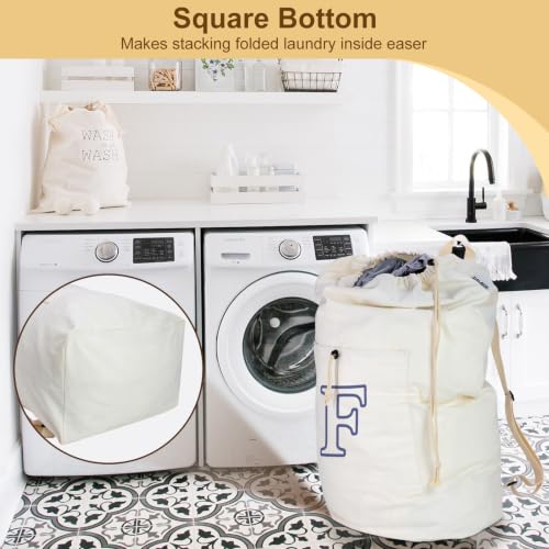 Laundry Bag Backpack Personalized Initial Canvas Laundry Bag, Letter F - color: Letter F, size: X-Large