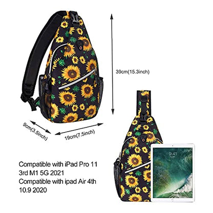 MOSISO Crossbody Sling Backpack, Travel Hiking Daypack - color: Black