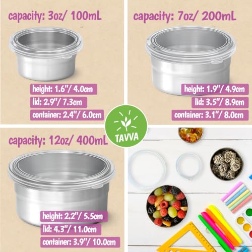 TAVVA 4 X 3oz Small Stainless Steel Dressing Containers, Leakproof Lids - size: 3oz [Clear]