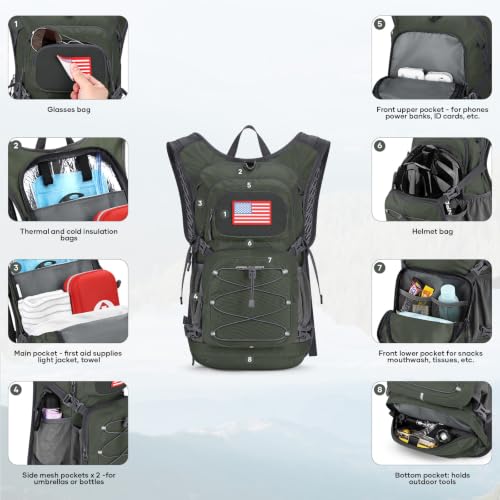 Maelstrom Lightweight Hydration Hiking Backpack with 2L/3L Water Bladder - color: 3.Olive Green, size: 3L Bladder