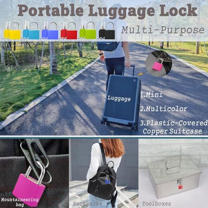 6 Pack Mini Padlocks with Keys, Waterproof Copper & Zinc Alloy Small Locks, Shatterproof & Rustproof Travel Luggage Locks for Suitcase Backpack Gym Locker Jewelry Box - Multicolor