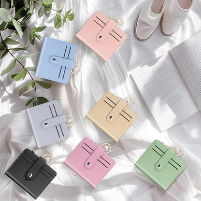 Airkit Small Wallet Women RFID, PU Leather Card Holder with Keychain - color: Black