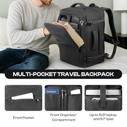 Carry on Backpack, Travel Friendly, Fits with 17.3 Laptop, Black - color: Black, size: XX-Large