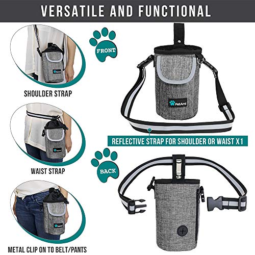 PetAmi Dog Treat Pouch, Large Hands-Free Training Bag, Gray - color: Heather Grey