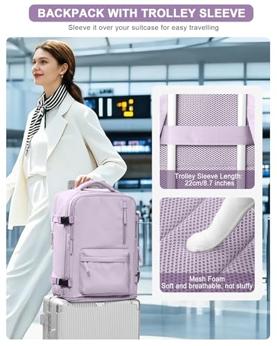 VGCUB 대형 여행 작업 비즈니스 백팩 기내용 승인 노트북 백팩 여성용 남성용 Mochila de Viaje, 퍼플., 대형, 라지 - color: 퍼플., size: 2-대형