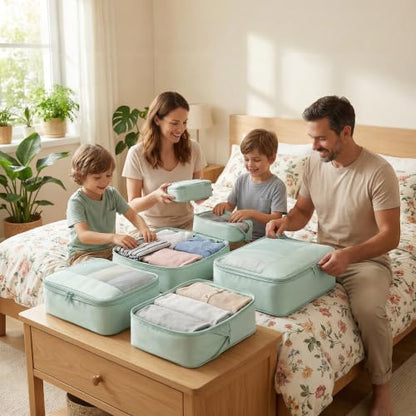 4 Piece Compression Packing Cubes for 3–7 Day Travel, Light Green - color: Light Green