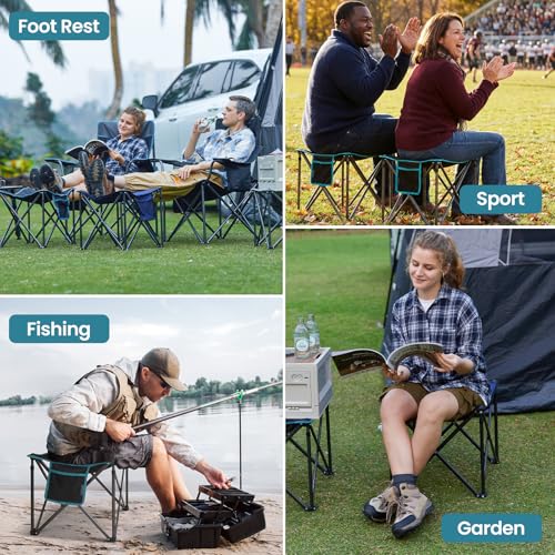 FUNDANGO Oversized Camping Stool Padded 18.1in 440Lbs Folding Foot Rest - color: Grey Ultimate -1 Pack