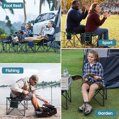 FUNDANGO 2 Pack Camping Stool Padded 18.1in 440Lbs Folding Foot Rest - color: Blue Ultimate-2 Pack