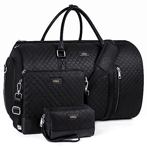Convertible 2-in-1 Garment Bags for Travel with Waterproof Shoe Compartment - color: C-black Diamond