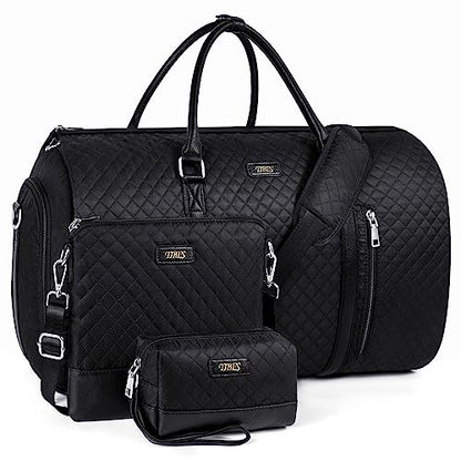Convertible 2-in-1 Garment Bags for Travel with Waterproof Shoe Compartment - color: C-black Diamond