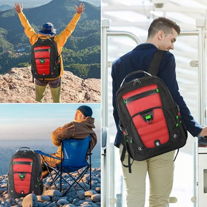 Z-MGKISS Extra Large Backpack for Men,Gaming Travel Bag Fit 18.4-19" Laptop - color: Red, size: 18.4 Inch (22''x15''x12'')
