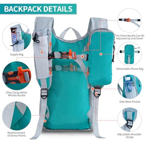 Small Hiking Backpack Packable Lightweight for Women Men - color: Lake Green, size: 10L