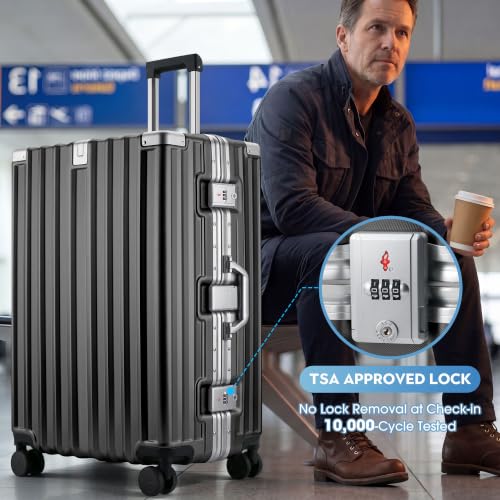 Zipperless Luggage, 24 Inch Checked Suitcase - color: Gray, size: TSA 24-inch