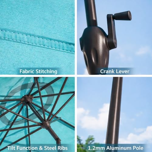 BrylaneHome 9 Ft. Tilt-And-Crank Umbrella - color: Taupe