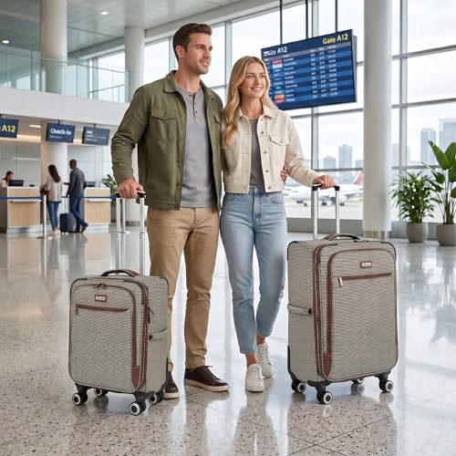 2-Piece Softside Luggage Set（20/26in）, Expandable,TSA LOCK - color: COLOR-8