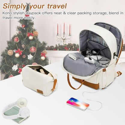 Kono Luggage Set 3 Piece Carry On Hardside Luggage with Spinner Wheels - color: Cream White, size: 20-inch/Bp/Tb
