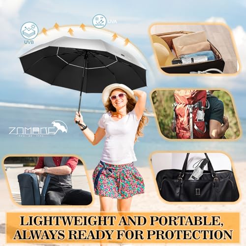 ZOMAKE UV Umbrella for Sun Protection, Travel Compact Sun Umbrellas 46Inch - color: A:Silver,Black a