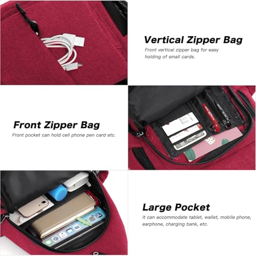 MOSISO Crossbody Sling Bag for Women, Shoulder Backpack, Hiking Daypack Bag - color: Red