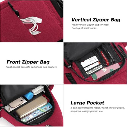 MOSISO Crossbody Sling Bag for Women, Shoulder Backpack, Hiking Daypack Bag - color: Red