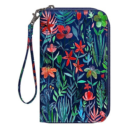 FINTIE Family Passport Holder Wallet Travel Document Organizer Clutch Bag - color: Jungle Night
