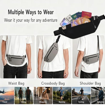 Money Belt for Travel RFID Blocking Passport Holder (light grey) - color: light grey