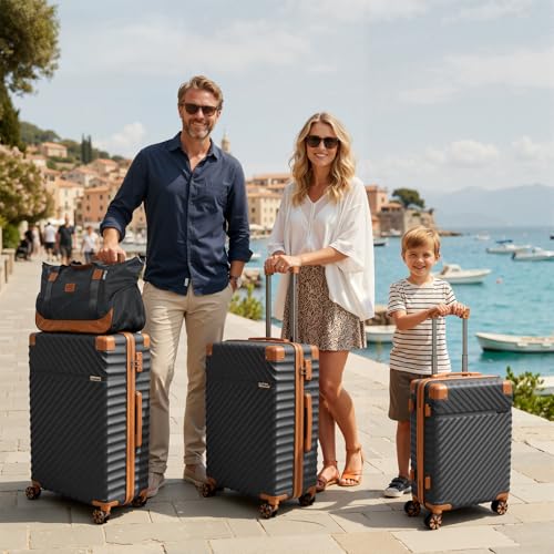 Cosbarn Luggage Sets 5 Pcs Suitcases with Wheels, 20"/24"/28",Gray - color: Gray, size: 5 Piece Sets (20/24/28/Db/Tb)