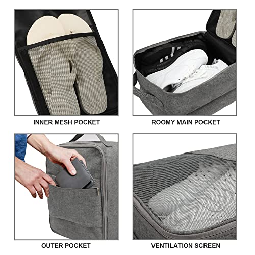 emissary Travel Shoe Bag Holds 3 Pairs, Waterproof Mesh Pocket - Grey - color: Grey, size: Large