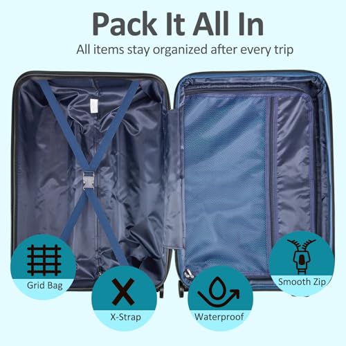 Carry on Luggage 22x14x9 Airline Approved, Expandable - color: Ocean, size: S (20 In Carry-on)