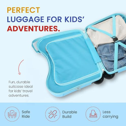 Bioworld Spongebob Squarepants Kids Hardshell 15-Inch Ride-On Suitcase - color: Spongebob Character Print Blue