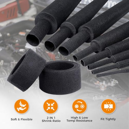 2:1 Ratio Automotive Heat Shrink Braided Sleeving 1/2''-26ft - size: 1/2"-26ft