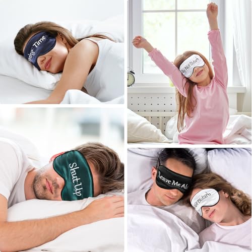 4 Pack Funny Eye Mask for Sleeping Blackout, Black, Green, Blue, White - color: Black, Green, Blue, White