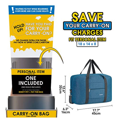 Narway Personal Item Travel Bag, Carry on Foldable Duffle Bag for Women Men - color: ZA-Thick Navy Blue