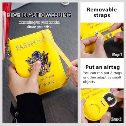 Passport Holder for Travel,Passport Cover Case with RFID (yellow) - color: yellow